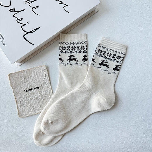 基础-简约费尔岛小鹿中筒袜-纪念日百货门店同款168143662 商品图4