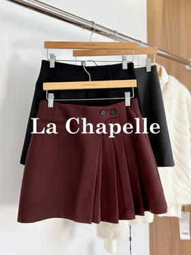 会员福利【加厚西装裙】拉夏贝尔/La Chapelle气质高腰A字短裙~设计感显瘦遮胯减龄百褶裙