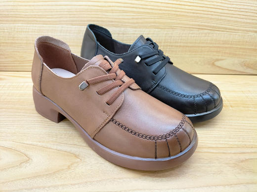 秋季新款豪行女鞋23320887时尚中跟真皮舒适休闲中年单鞋正 商品图4