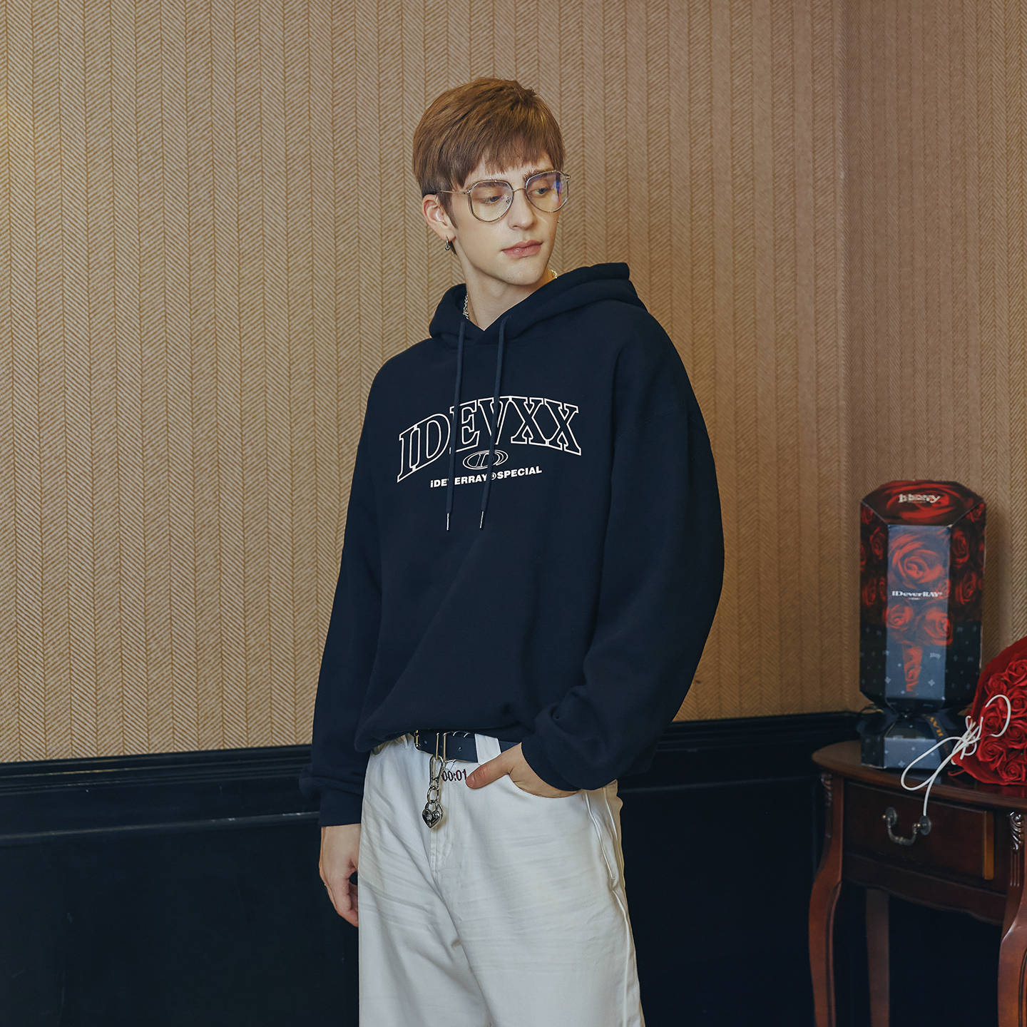 IDEVERRAY秋冬连帽套头卫衣男士宽松长袖重磅外套女情侣装GYWY-TM1032