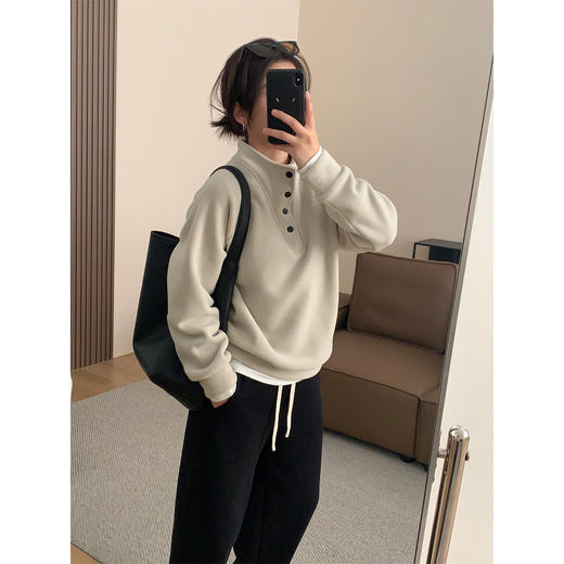 美式复古加厚双面澳粒绒立领套头卫衣 商品图4