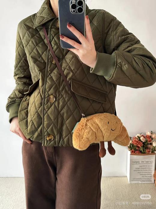 D121016女士绗缝防泼水菱格翻领单排扣棉服夹克外套 商品图1