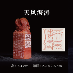邓圣卿丨天风海涛 2.5x2.5x7.4CM 手工篆刻印章作品
