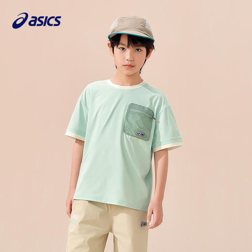 ASICS/亚瑟士童装25年夏季新款男童吸湿速干运动撞色梭织T恤短袖 商品图1