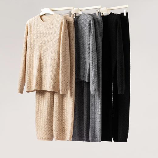 一步到位~100纯山羊绒衫女重工绞花圆领针织打底毛衣CYR250426 商品图2