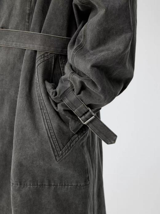 Simple Project/Y25217/水洗油蜡感涂层打褶大衣 商品图3