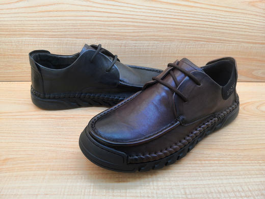 豪行秋季新款男鞋正品真皮简约休闲舒适平底男单鞋12359262 商品图5