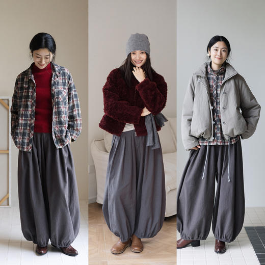 特绽放837朵/冒险者灯笼裤·麻棉斜门襟压褶灯笼阔腿长裤女休闲裤 商品图3