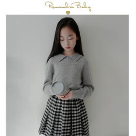 现货 / RATIONAL + GINGHAM  康赛妮100%羊绒 高级灰上衣 + 黑灰格纹百褶裙 （亲子款）