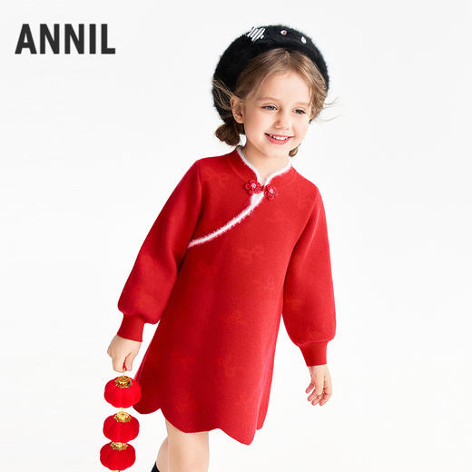 【实体店同款】女童针织连衣裙春季新款安奈儿童装XG613004 商品图1