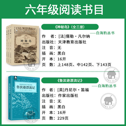 六年级适读《神秘岛》全三册《鲁滨逊漂流记》 商品图1