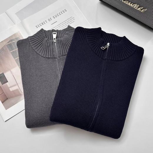 D121031冬季新款立领双拉链针织开衫毛衣显瘦百搭针织外套 商品图0