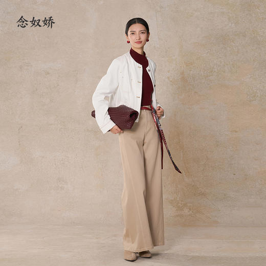 【商场同款】CNJ5B78 “ 骑士夹克 ” 柔和米白色撞色明线圆领牛仔外套 商品图10