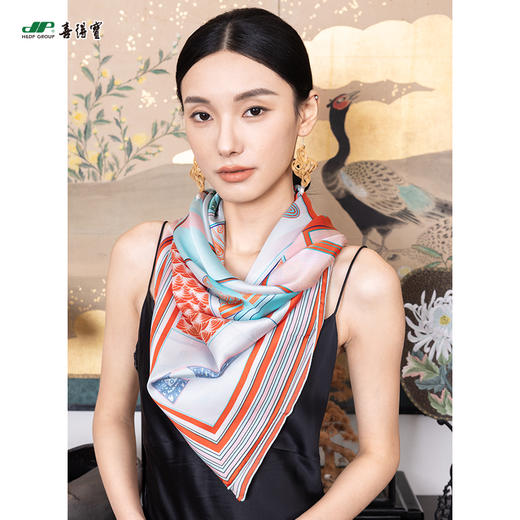 喜得宝文创丝巾《国王气象》艺术数码方巾杭州丝绸100%桑蚕丝素绉缎 商品图1