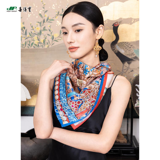 喜得宝文创丝巾《冠礼》数码大方巾 杭州丝绸100%桑蚕丝素绉缎 商品图4