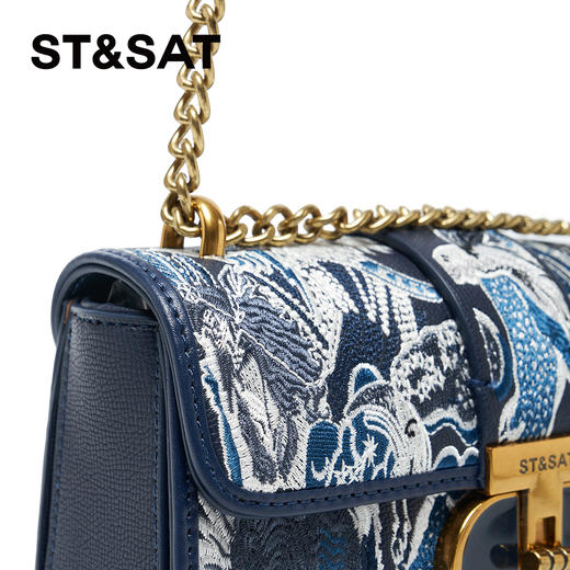 星期六蓝色蝴蝶绣线单肩包SSC521R00S 商品图4