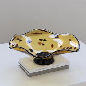 北欧创意轻奢斑点琉璃果盘现代售楼部客厅茶几餐厅高级干果收纳盘