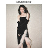 MAXRIENY【商场同款-节庆穿搭】MAXRIENY精致丝绒连衣裙羽毛小黑裙(货号:MC85DR784) 商品缩略图1