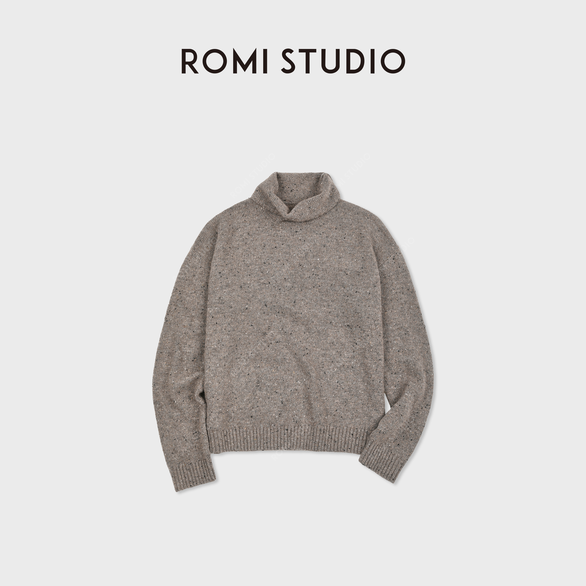 ROMI STUDIO“羊毛花纱”彩点高领套头简约老钱毛衣 RWDSST1830