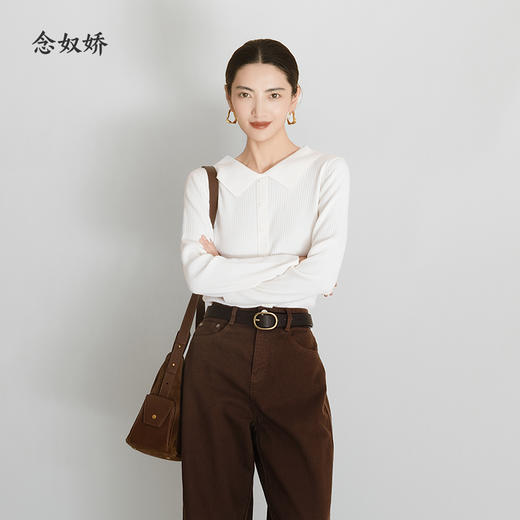【商场同款】CNK5B76 “ 初恋毛衫 ” 纯羊毛白色小翻领小毛衫，后背精巧设计点 商品图5