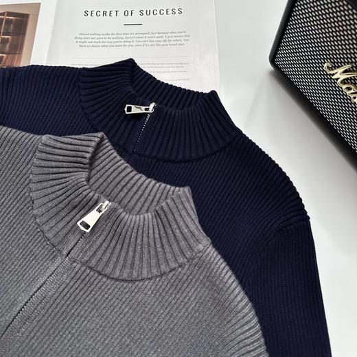 D121031冬季新款立领双拉链针织开衫毛衣显瘦百搭针织外套 商品图1