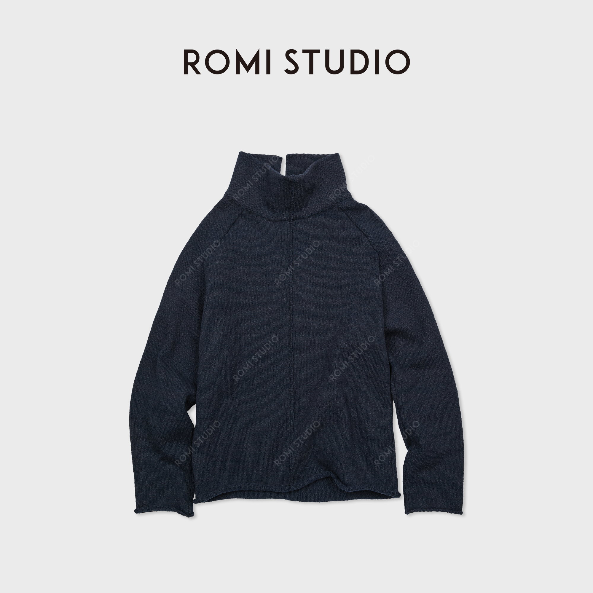 ROMI STUDIO“随性复古”全棉马鞍肩豆豆纱针织高领毛衣 RWCWSY6966