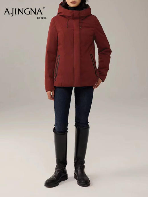 【两面穿】阿菁娜新年新款开运红羽绒服可两面穿连帽设计防风保暖锁温F30D216030 商品图1
