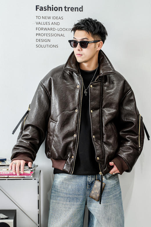 徐太浪【机车拉链 轻熟风】夹克式羽绒服男冬季厚款大码防寒外套 商品图4