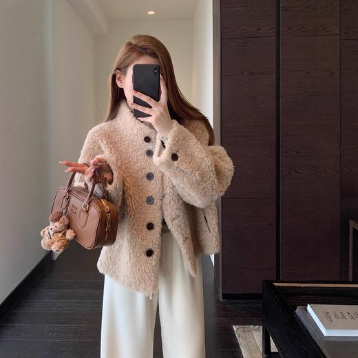 冬日氛围感！ 时髦立领排扣卷毛外套女上衣2025新款秋冬季！ 商品图1