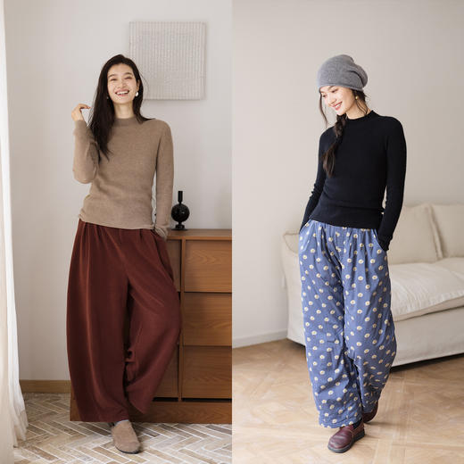 特绽放829朵/韵律针织衫·纯山羊绒毛衫坑条半高领打底毛衣针织衫 商品图3