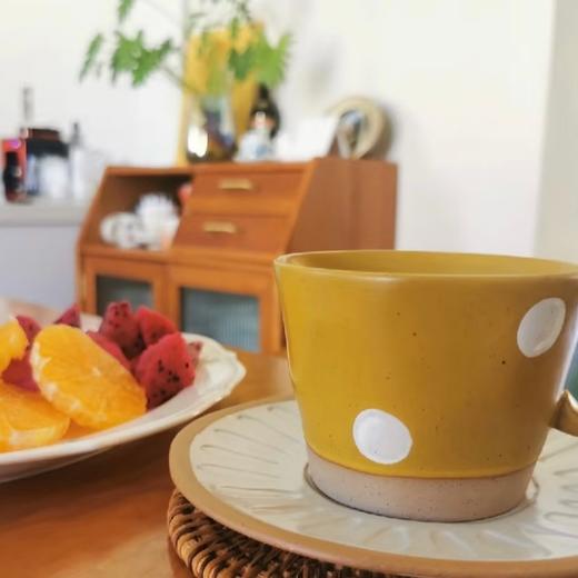 【出口餐具尾单-福利专场】波点粗陶工艺杯碟两件套【CJ25】 商品图1