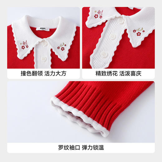 【实体店同款】女童翻领针织衫春季新款安奈儿童装AG614016 商品图4