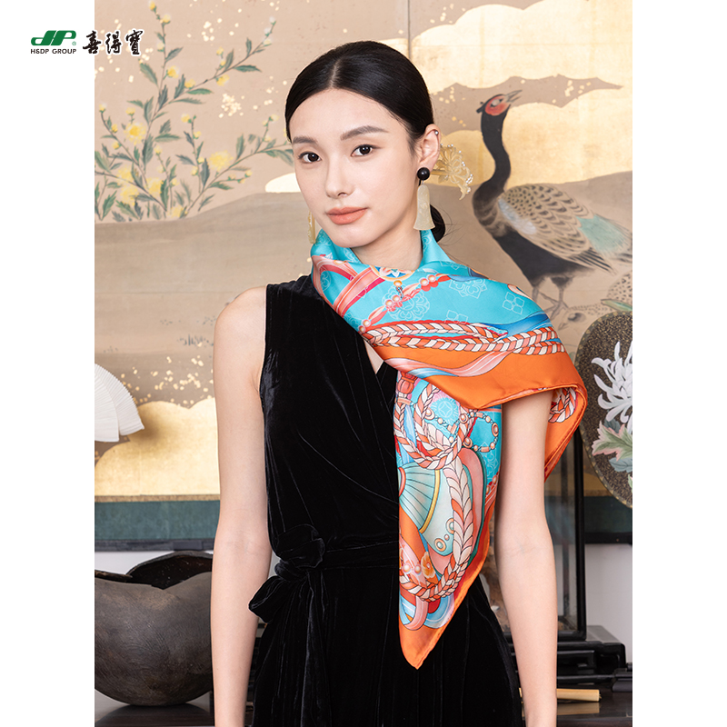 喜得宝文创丝巾《乐见·丝路》杭州丝绸100%桑蚕丝素绉缎