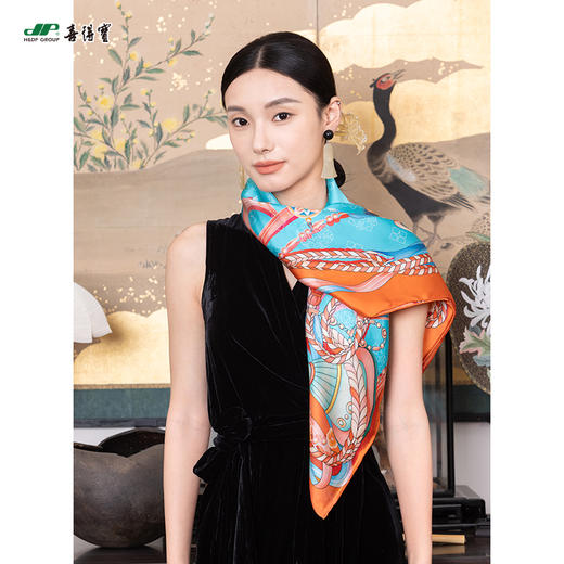 喜得宝文创丝巾《乐见·丝路》杭州丝绸100%桑蚕丝素绉缎 商品图0