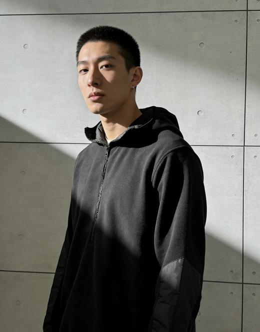 小众外贸原单 忍者帽 尼龙拼接摇粒绒半拉链连帽卫衣男女同款 WY006 商品图4