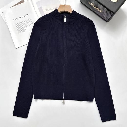 D121031冬季新款立领双拉链针织开衫毛衣显瘦百搭针织外套 商品图4