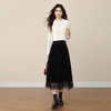 【12/10新品6折】熙世界赫本风黑金丝绒半身裙女秋冬高腰优雅气质网纱拼接a字长裙 商品缩略图3