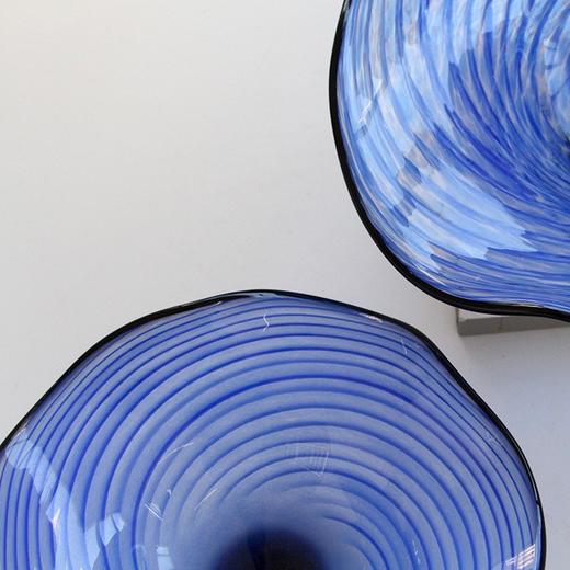 设计师严选简约现代蓝色条纹玻璃水果盘客厅茶几餐桌面创意收纳盘 商品图3