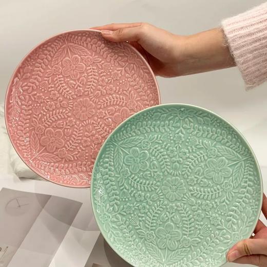 【出口餐具尾单-福利专场】复古简约餐具系列多彩边碗/花朵马克杯/小方盘/ 浮雕盘/平盘【CJ21】 商品图9