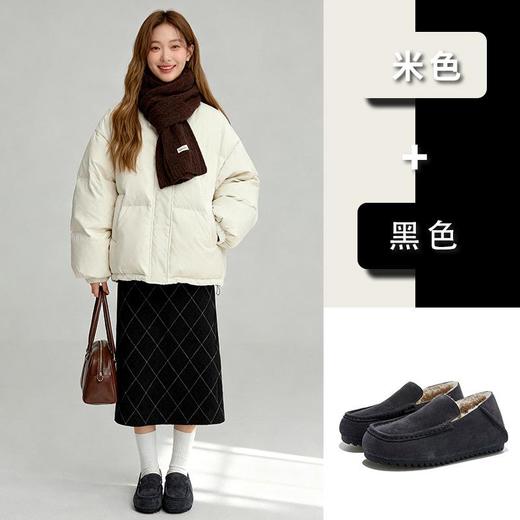 真皮两穿保暖毛毛鞋2025冬季新款一脚蹬平底棉单鞋女复古休闲女鞋 商品图1