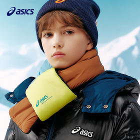 ASICS/亚瑟士儿童25年冬季交叉式撞色棉围巾轻薄柔软保暖舒适