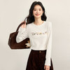 【12/10新品6折】熙世界内里抓毛印花T恤女长袖2025年新款秋冬百搭圆领上衣打底衫 商品缩略图3