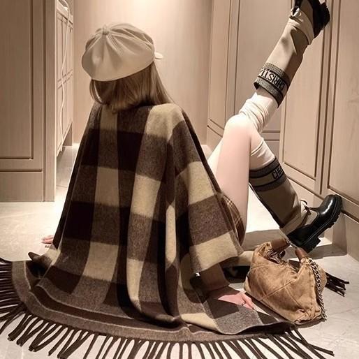 【苏格兰女孩】用料2.2m羊毛格纹披肩 斗篷外套 女秋冬外搭披肩 商品图0