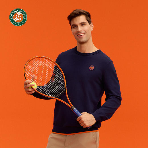 罗兰加洛斯法网针织衫毛衣秋冬新款男女圆领纯色休闲打底线衫 商品图1