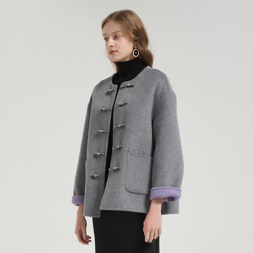 QH971斯尔丽2025秋冬新款中国结时尚国风双面呢大衣羊毛大衣通勤百搭 商品图10