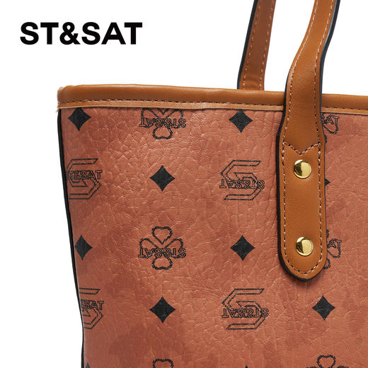 星期六复古老钱印花托特包SSD521R002 商品图5