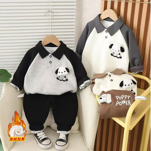 59.9元/套！童洛萌儿童加绒加厚新款套装宝宝秋冬季卡通卫衣裤子两件套可爱洋气80-150 商品图3