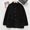 D121032冬季轻盈高保暖立领单排扣羊羔毛高质感毛毛外套 商品缩略图0