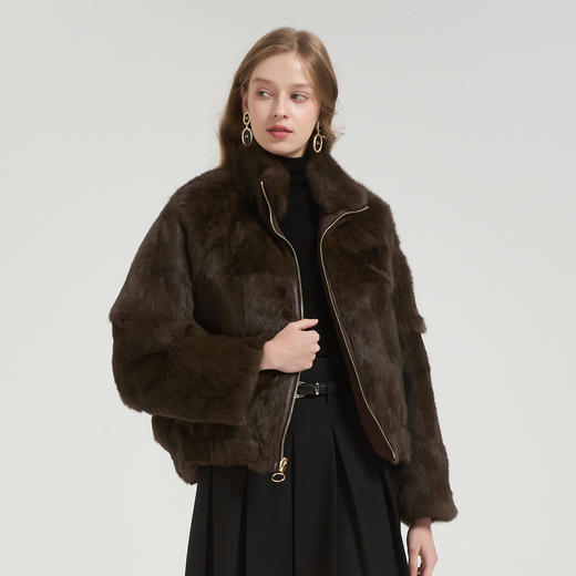 QP609斯尔丽2025冬季新款高级感时尚皮毛一体多用领两面穿外套女式皮草 商品图2