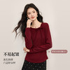 【12/10新品6折】熙世界特别漂亮的红色T恤打底衫女秋冬氛围感蝴蝶结圆领掐腰上衣 商品缩略图1